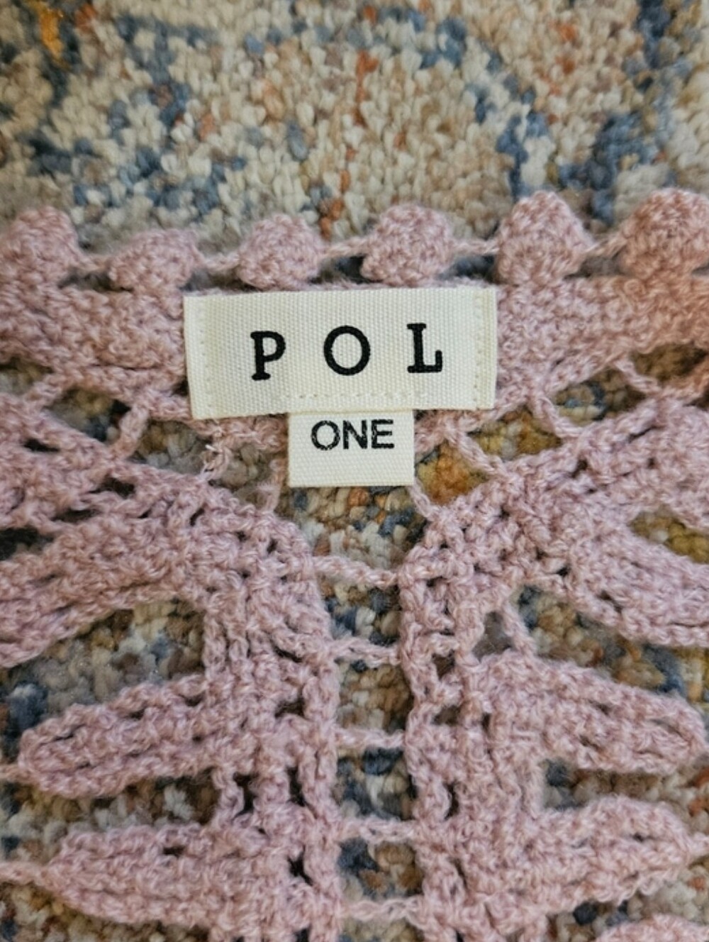 POL Dusty Rose Crochet Lace Knit Vest Top One Size Boho Cottagecore Festival - Picture 6 of 9
